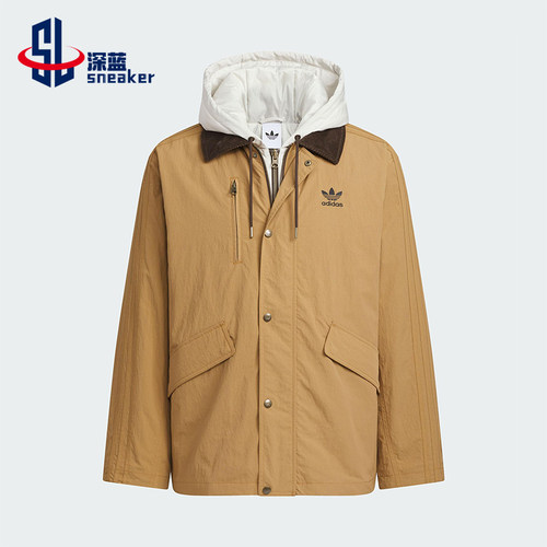 Adidas/阿迪达斯正品三叶草男士休闲连帽保暖二合一棉服KW1241