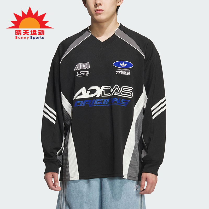 Adidas/阿迪达斯正品三叶草男士运动宽松赛车风印花长袖KF5155