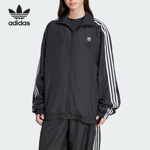 Adidas/阿迪达斯正品三叶草女士立领宽松时尚夹克外套JD3392
