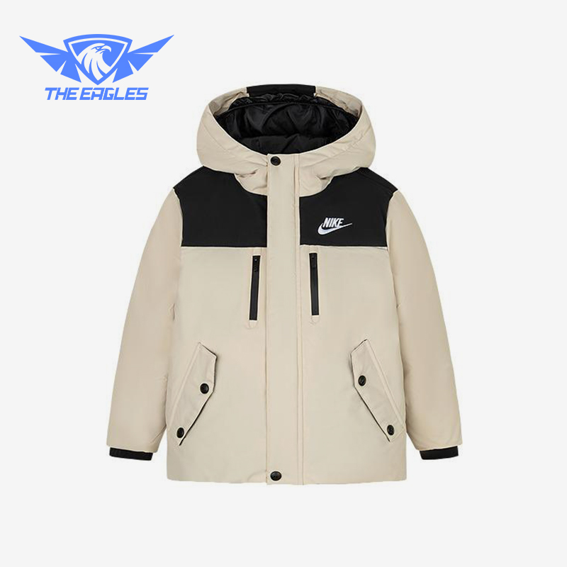 Nike/耐克正品秋季大童拼接宽松户外经典羽绒服NY2442051GS-002