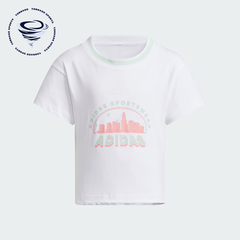 Adidas/阿迪达斯正品LG GFX SSTEE小童侧开衩经典日常短袖JL7575