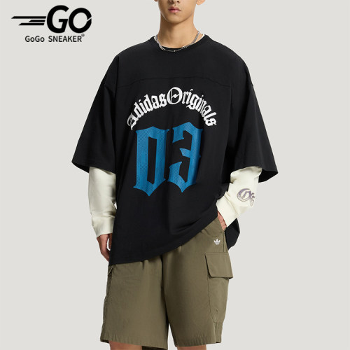 Adidas/阿迪达斯正品三叶草男士透气运动时尚字母短袖T恤KT3039