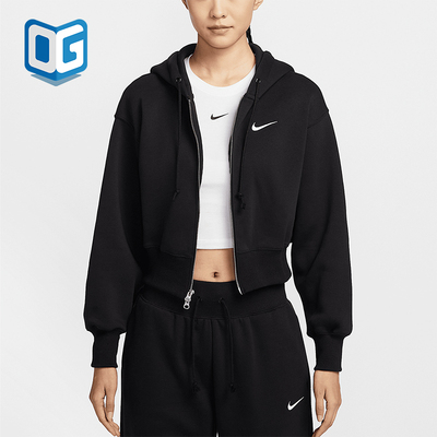 Nike/耐克正品春季新款女士短款针织加绒连帽外套HJ0941-010