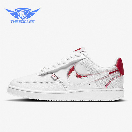 Nike/耐克正品CourtVision1双钩新款女经典白红色板鞋CI7827-100