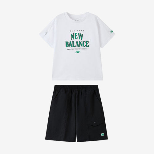 New Balance新百伦正品儿童字母印花运动短袖T恤ND2SG2E123-BK