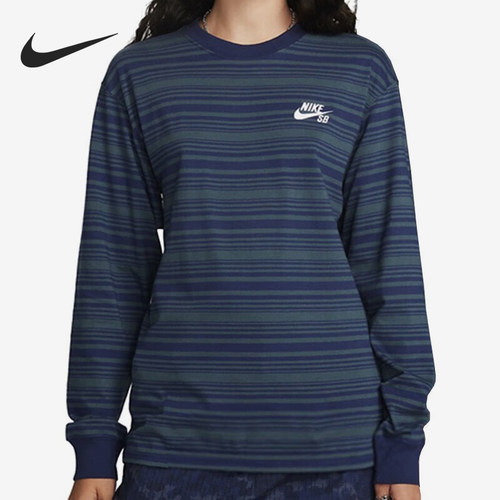 Nike/耐克正品秋季新款男子休闲条纹宽松圆领长袖T恤FN4644
