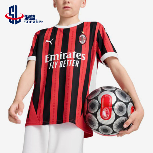 Puma/彪马正品AC Milan 儿童舒适圆领经典足球短袖T恤774984-01
