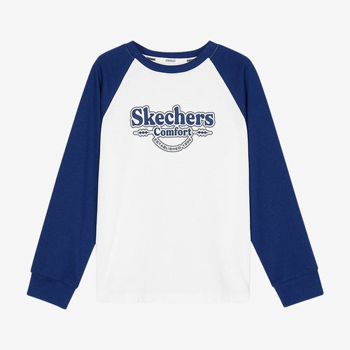 Skechers斯凯奇正品缤纷休闲系列少年插肩袖长袖T恤L324K103-00EW