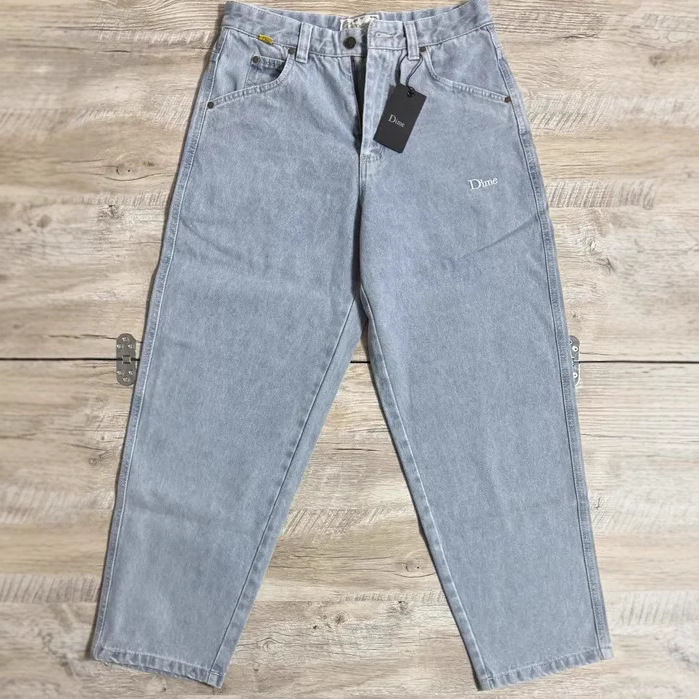 滑板潮Dime BAGGY 直筒潮牌纯棉宽松DENIM PANTS刺绣牛仔长裤