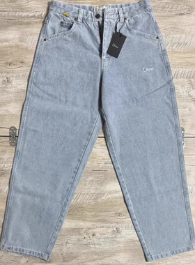 滑板潮Dime BAGGY 直筒潮牌纯棉宽松DENIM PANTS刺绣牛仔长裤