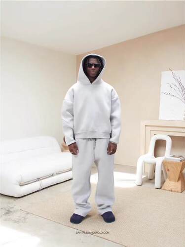 Saint alexander tracksuit空气层蓬松连帽卫衣刺绣双口袋裤子潮