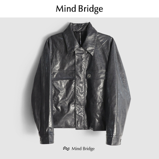 防风保暖痞帅冬 短款 MindBridge新款 2025高端PU皮机车夹克外套男士