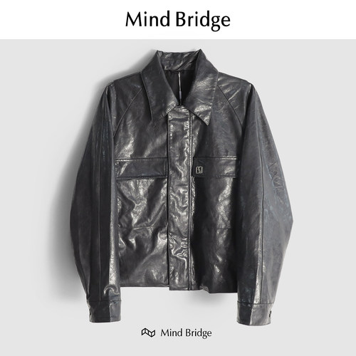 MindBridge休闲PU皮夹克防风保暖