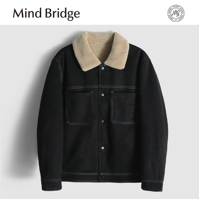 MindBridge新款2025秋冬防风保暖商务休闲翻领垂感透气棉服夹克男