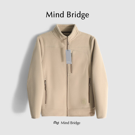 MindBridge【350g摇粒绒】羊羔绒立领卫衣外套男士春款抓绒衣保暖