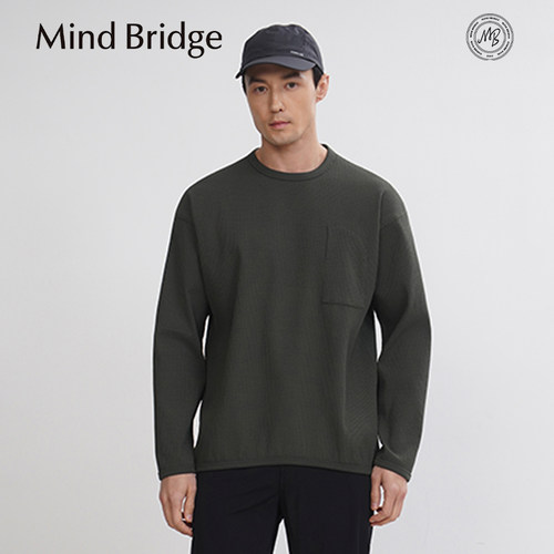 MindBridge华夫格解构/宽松休闲圆领打底长袖气质卫衣春/型格在线