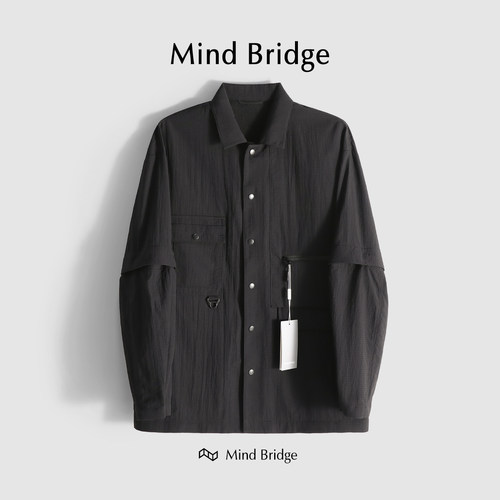 MindBridge可脱卸袖翻领休闲宽松