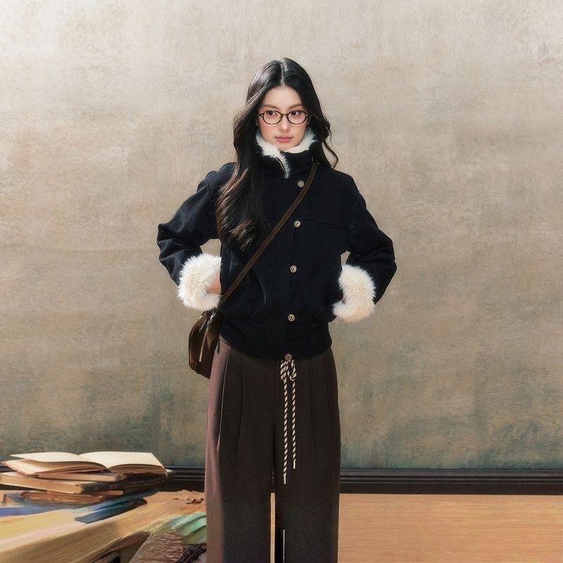 2025秋冬加厚新款黑色毛毛皮毛保暖一体夹克外套短款小个子上衣,童装/婴儿装/亲子装,皮草/仿皮草,淘宝优惠券,粉丝福利购,淘宝优惠卷