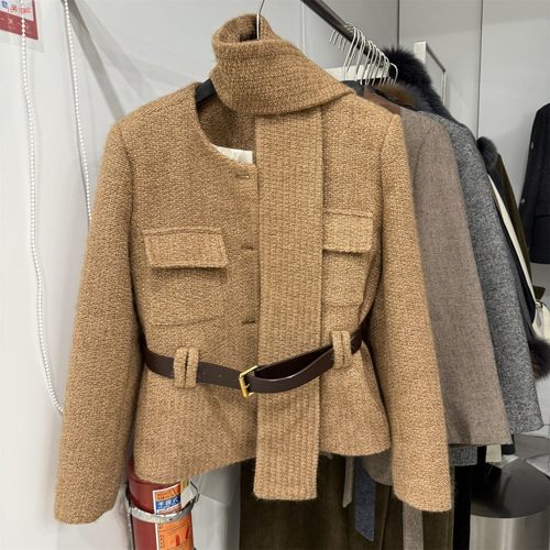 冬季高级感收腰显瘦毛呢西装外套