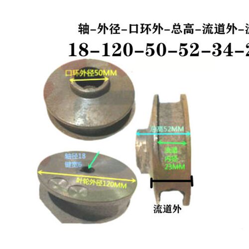 热销WQ1.1/2..2/3/4KW污水C泵配件铁叶轮轴径18水叶片无堵塞排污