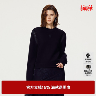 U/T黑色轻奢晕染短款卫衣女 设计感通勤休闲上衣尤缇2025秋季新款