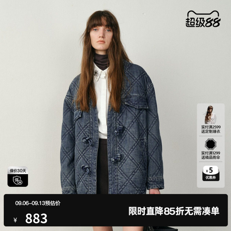 U/TI新中式牛仔外套女装设计感国风盘扣休闲上衣尤缇2025冬季新款