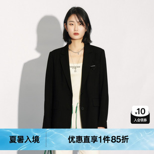 百搭通勤風外搭上衣尤緹2023秋季 TI黑色闊感西裝 外套女時尚 新款