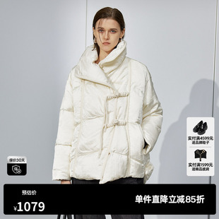 U/TI新中式大翻领羽绒服女轻量云感90白鸭绒外套尤缇2025冬季新款