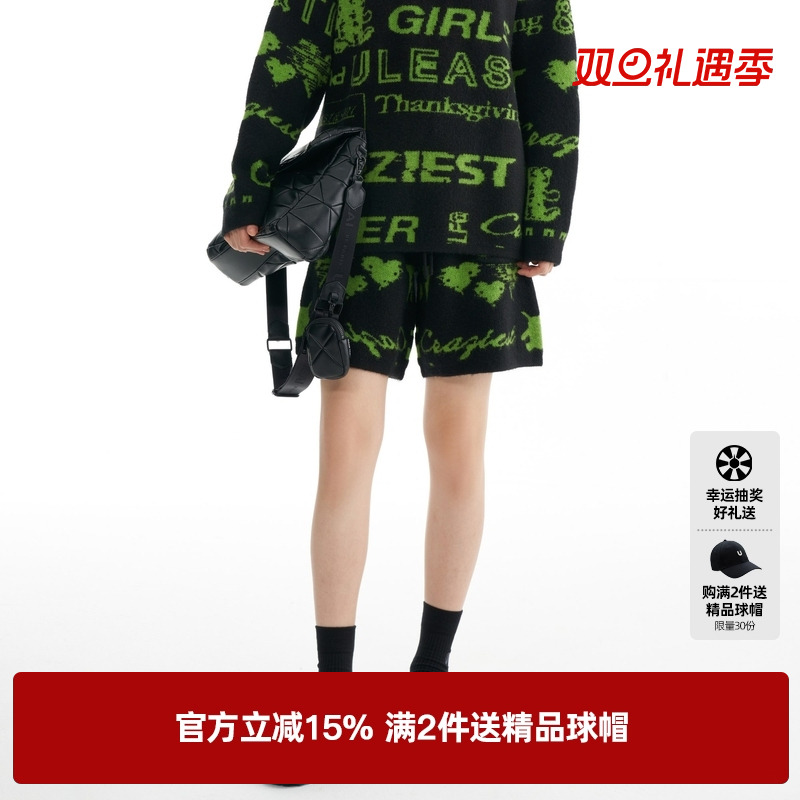 U/TI尤缇2022冬季新款女式花版短裤UI4D0291806