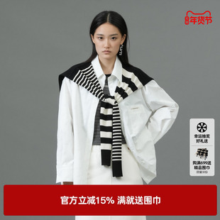 U/TI本白色植绒满印休闲衬衫女百搭廓感衬衣上衣尤缇2025春季新款