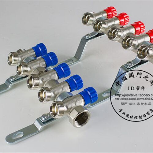 6分自来热水分水器2路3路带开关截止阀门DN20可拼接5通4通3通角阀