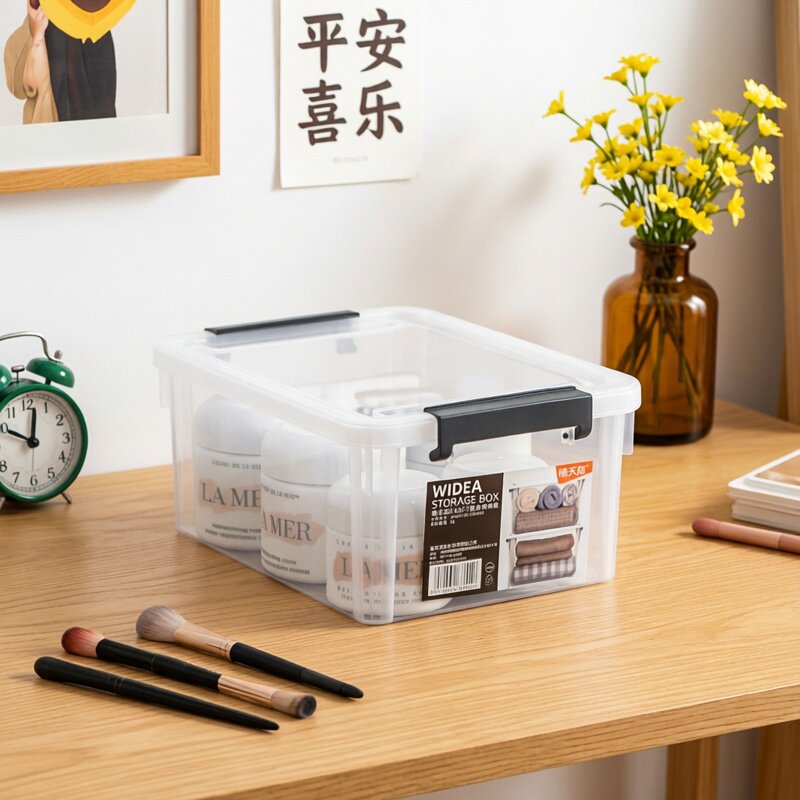 禧天龙透明收纳盒桌面杂物零食证件玩具收纳箱塑料化妆品储物礼盒