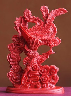 朱砂朱雀摆件凤凰五行补火客L厅玄关乔迁工艺品