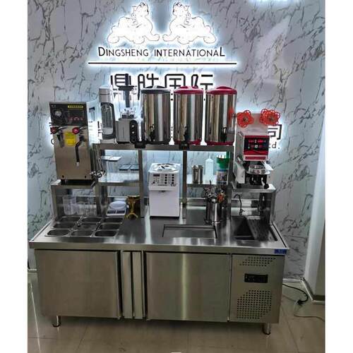 热销恒芝奶茶店设备全套奶茶操作台奶茶J机商用冷藏工作台饮品店
