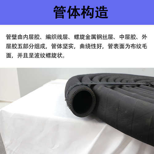 热销黑色橡胶管泥浆管高压耐磨打桩机排水夹布橡胶管O2 3 4 5 6 8