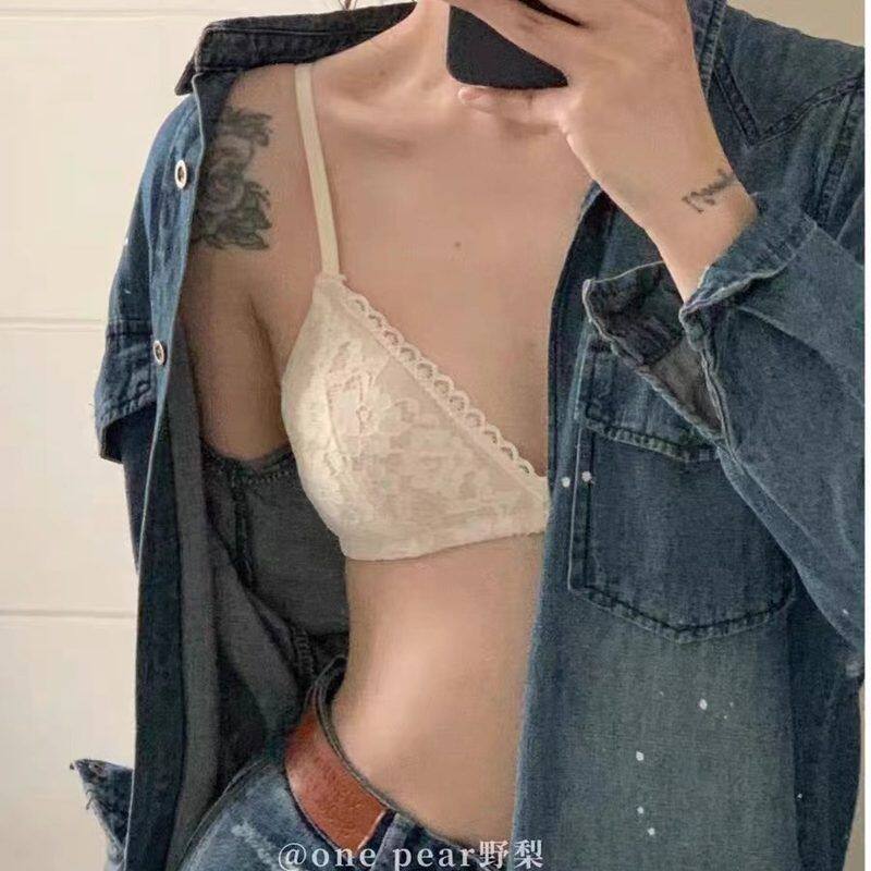 纯欲蕾丝三角杯小胸平胸少女内衣女学生薄款舒适无钢圈文胸罩夏季