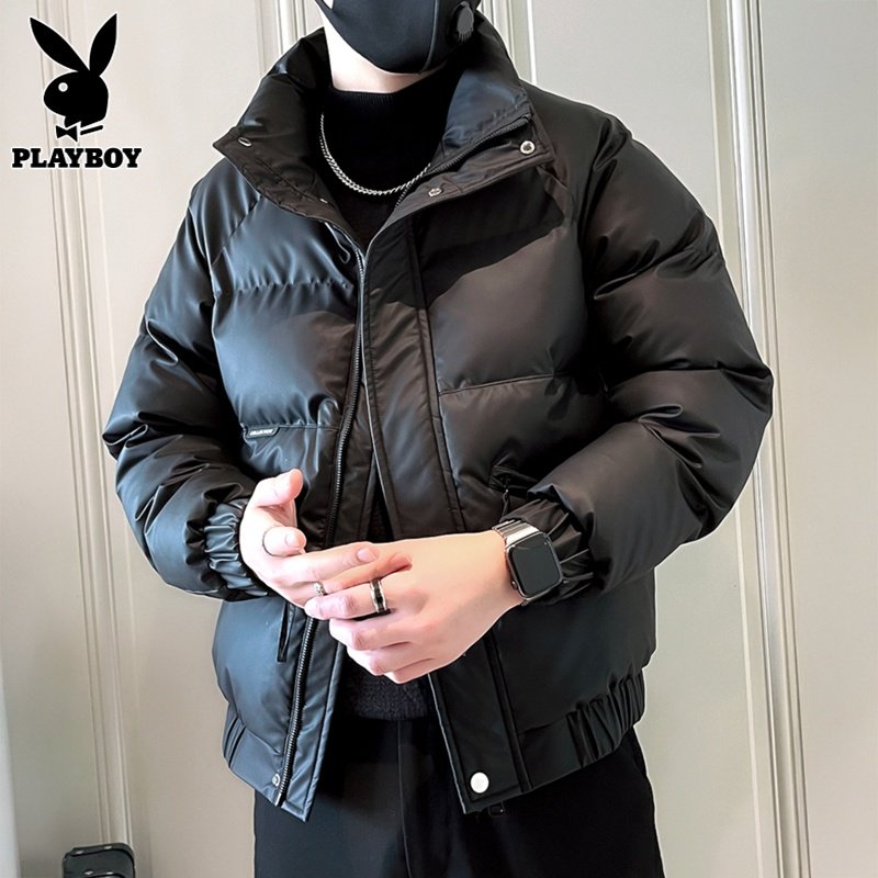 花花公子棉衣外套男士加厚保暖棉袄2026年冬季痞帅休闲立领棉服男