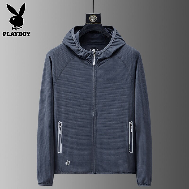 花花公子冰丝防晒衣男士夏季薄款皮肤衣外套连帽钓鱼防晒服男女款