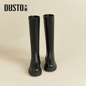 大东平口长筒靴女2026新款 秋冬靴子小个子厚底黑色长靴高筒骑士靴