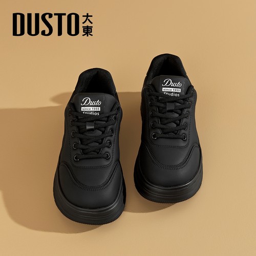 大东厚底板鞋黑色面包鞋