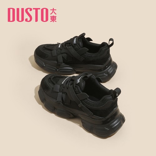 大东官方正品黑色厚底老爹鞋