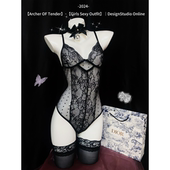 ArcherOFTender 简约小性感 透视蕾丝免脱连体衣火辣诱惑睡裙qqny