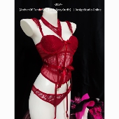 ArcherOFTender 进修辣妹 收腰显瘦鱼骨上衣蕾丝拼接马甲绑带胸衣