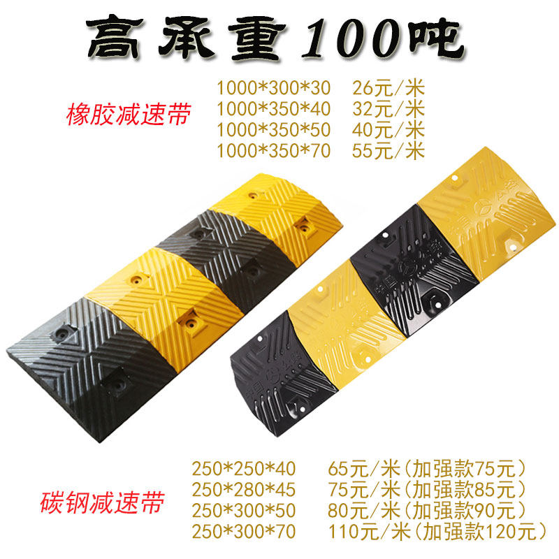 新品减速带板公路道路p5cm橡胶铸钢乡村加厚汽车限速缓冲带防撞减