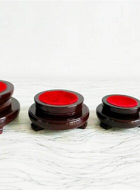 极速仿古红c木圆形水晶球底座大号可旋转木托家居双层木底座装饰