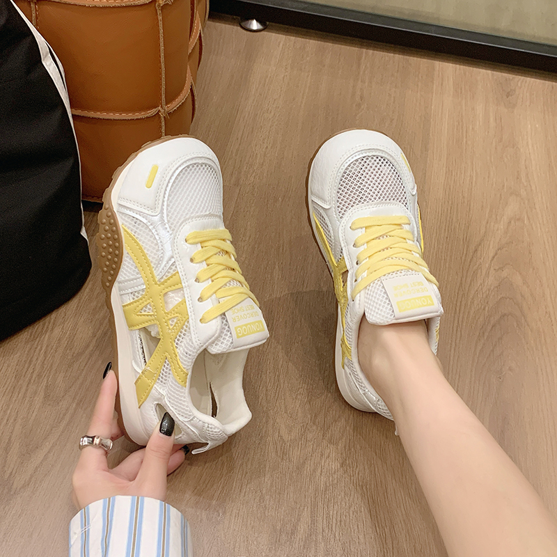 镂空女鞋夏季2025新款薄款网面休闲运动鞋透气网鞋平底阿甘鞋凉鞋