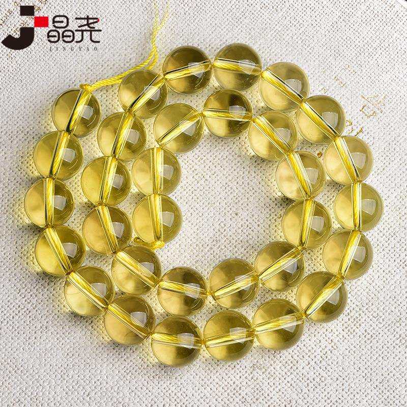 晶尧 天然柠檬黄水晶散珠事业配珠单圈长链配饰时尚水晶饰品