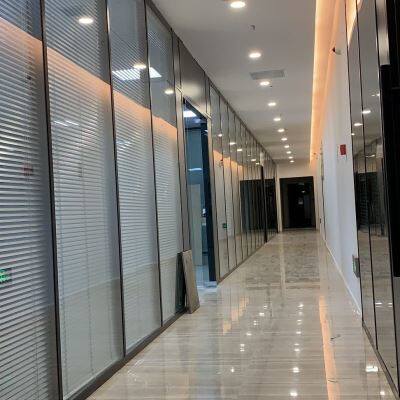 新品南京办公室玻璃隔断墙铝合金B双层百叶单层磨砂钢化透明厂房