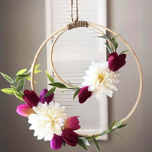 新品1/5pcs Home Decor Bamboo Ring Wooden CircPle Round Catch