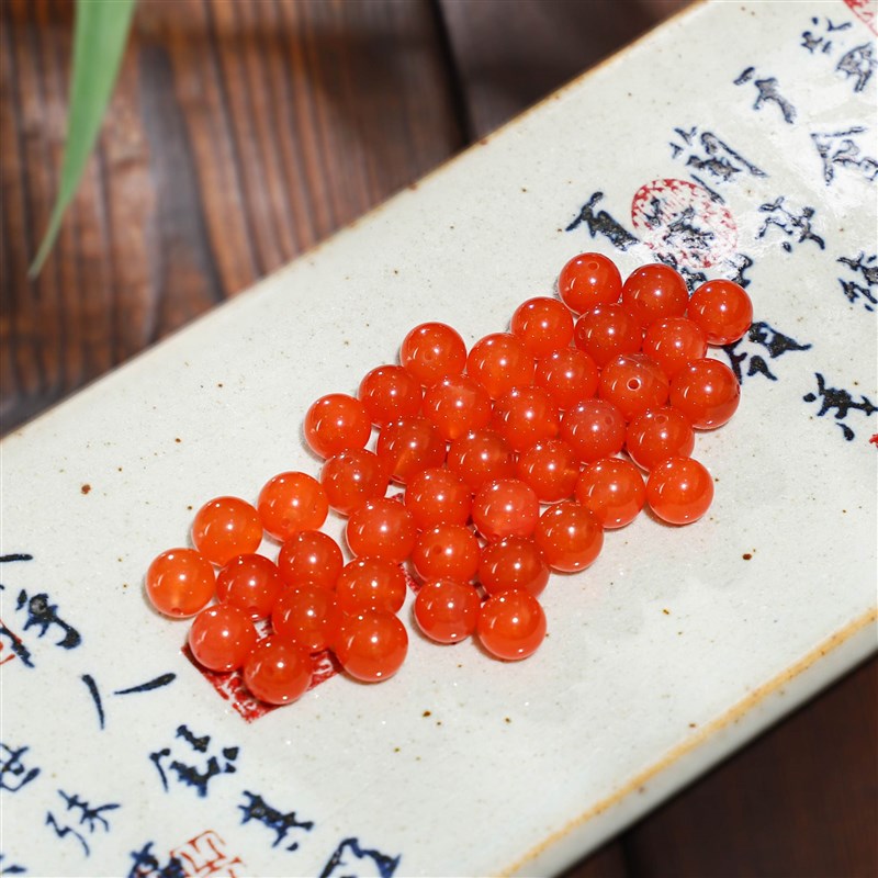 极速保山南红冰红散珠p单珠萤光河湾料珠原矿南红玛瑙圆珠配珠配